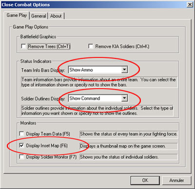 Ecran des Options 1