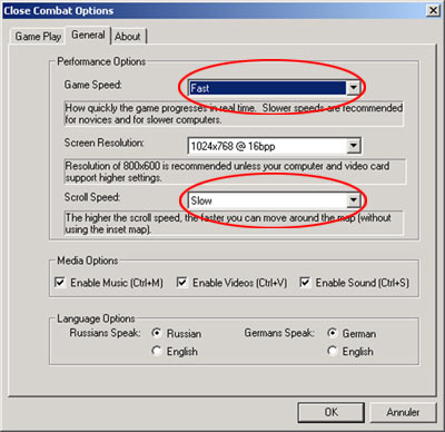Ecran des Options 2