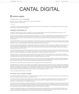 Caputre d'écran des mentions légales du site Cantal Digital