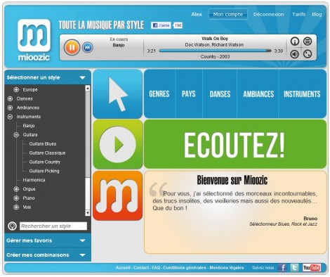 Capture d'écran du site Mioozic - courtesy clubic.com